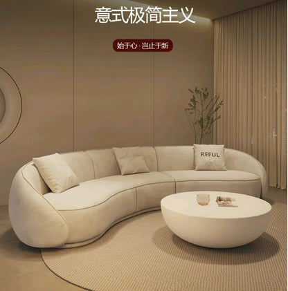 yj Sili Style Living Room Modern Light Luxury Italian Minimalist Shaped Curved Lambswool Fabric Sofa
