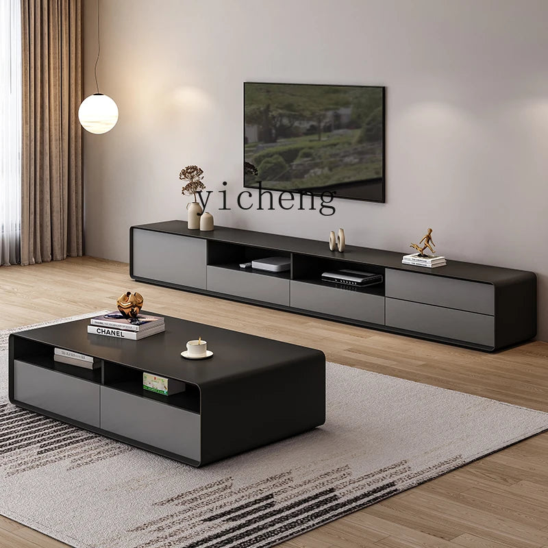HYP Simple TV Cabinet Coffee Table Combination Nordic Set Modern Living Room Floor Cabinet Large and Small Apartment Type