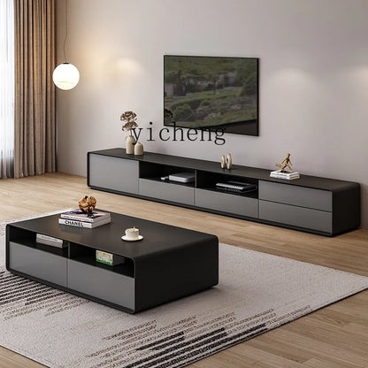 HYP Simple TV Cabinet Coffee Table Combination Nordic Set Modern Living Room Floor Cabinet Large and Small Apartment Type