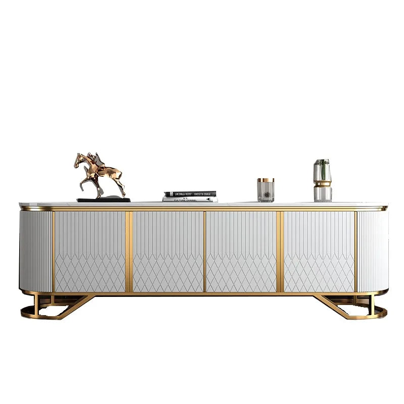 Affordable Luxury Style TV Cabinet and Tea Table Combination Simple Modern Living Room Floor Cabinet Marble