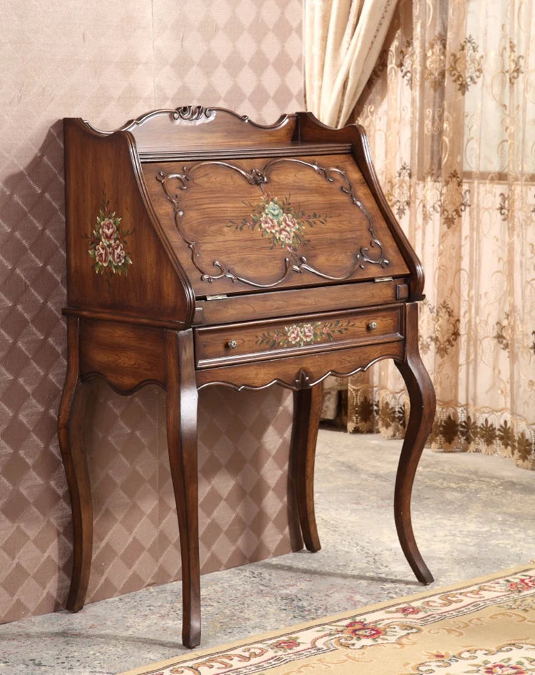 European American Style Makeup Table Solid Wood Dressing Table Classical Secretarial Cabinet Desk Side Table