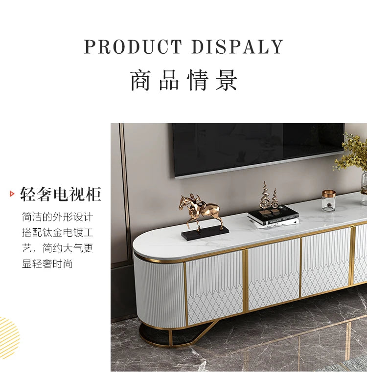 Affordable Luxury Style TV Cabinet and Tea Table Combination Simple Modern Living Room Floor Cabinet Marble