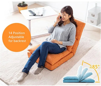 Floor Chair Japanese Style Adult Foldable Multifunctional Leisure Tatami Lazy Sofa Folding Chaise Lounge Soft and Comfortable