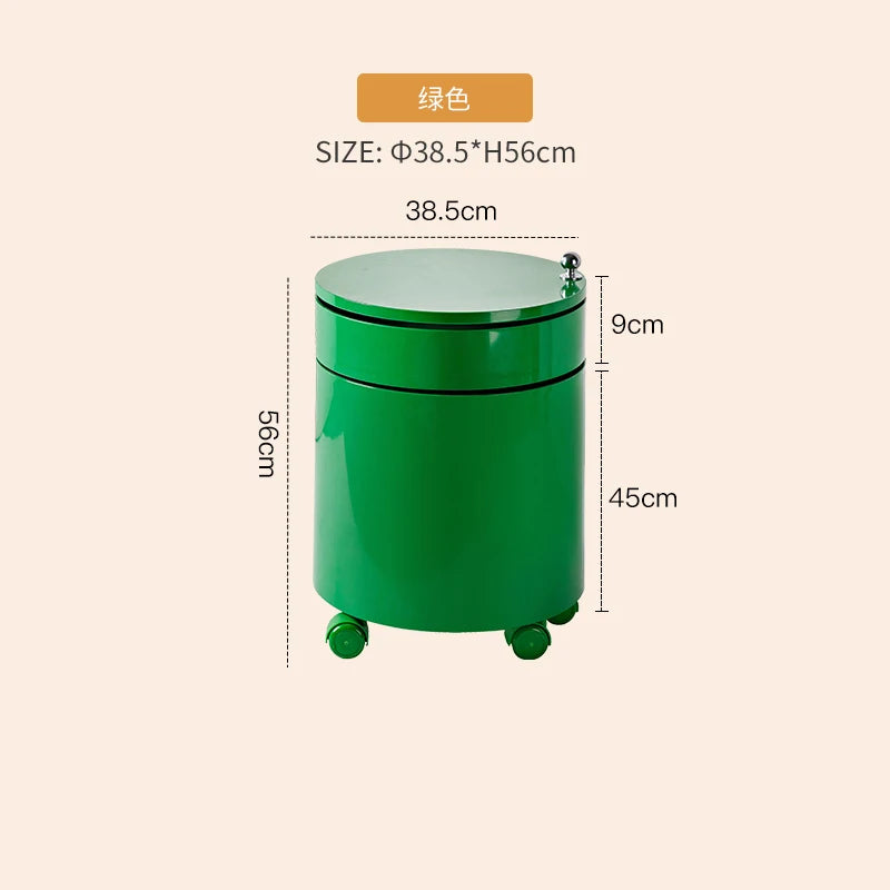 Nordic Furniture, Creative Nightstands, Bedroom Cabinets, Bedside Tables, multifunctional Locker Cart,Round Revolving Side Table