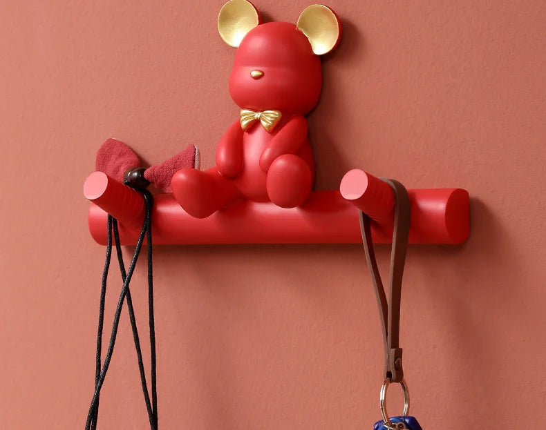 Cartoon Bear Hook Porch Key Hook Clothes Rack Wall Coat Keychain Bathroom Accessories Holder Hook Hat Clothes Display Stands