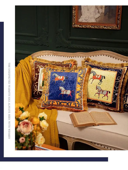 Luxury Pillow Case Horse Pattern Double Sided Velvet Hug Pillowcase Sofa Office Living Room Car Decoration Cushion Cover 45*45cm