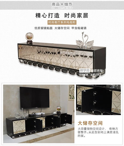 Creative fashion mirror TV cabinet Glass TV cabinet simple neo-classical post-modern mirror furniture