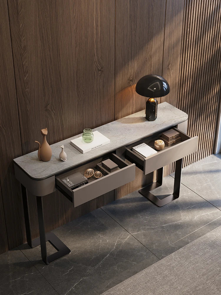 Light Luxury Console Tables Simple Modern Living Room Entrance Side View Table High-End Natural Marble Entrance Cabinet