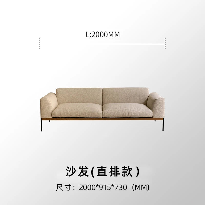 Fabric sofa living room modern simple Nordic chaise longue solid wood corner sofa combination
