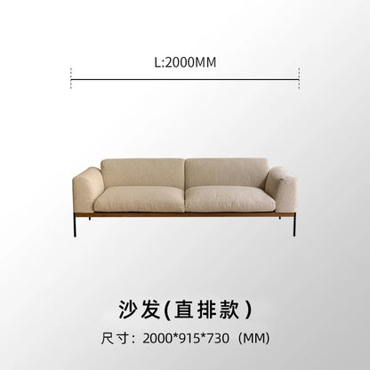 Fabric sofa living room modern simple Nordic chaise longue solid wood corner sofa combination