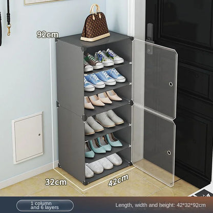 Small-Scale Foldable Cabinets For Home Living Room Multilayer Large Space Shelf Student Dormitory Dust Proof Shoe Storage Rack