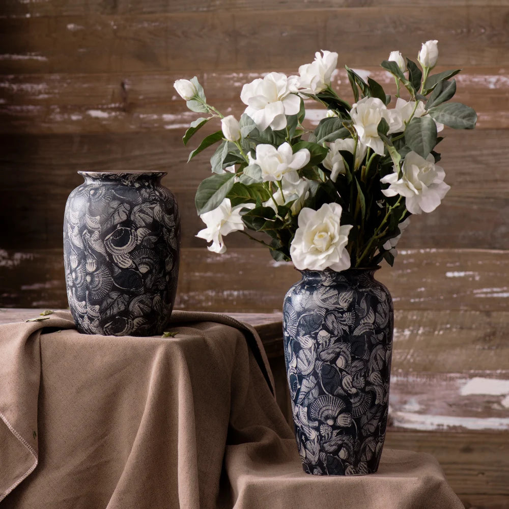 Jingdezhen Retro Literature And Art New Chinese Ceramic Vase Homestay Hotel TV Cabinet With Dried Flower Decorations
