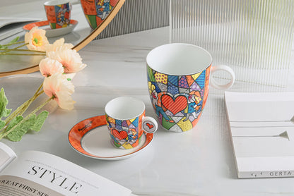 German Blue Cat European Creative Mini Ceramic Coffee Cup Tea Cups and Saucer Sets  Coffee Cup  Cute Cup  Teacup Mug