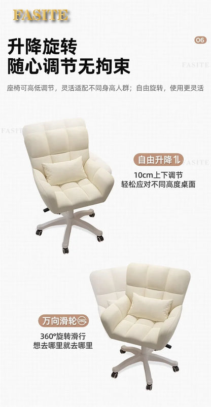 Comfortable and long-lasting computer chair, home backrest, study desk chair, girl bedroom makeup chair
