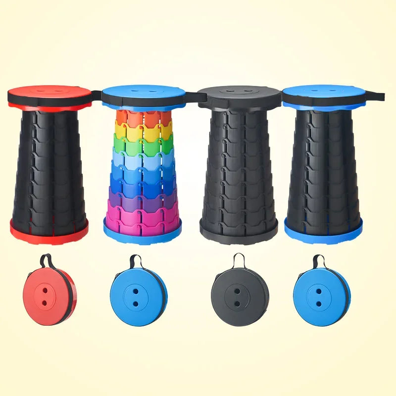 Portable Folding Stool Lightweight Plastic Subway Queuing Chair And Outdoor Camping Fishing with Carry Bag Telescopic Stool