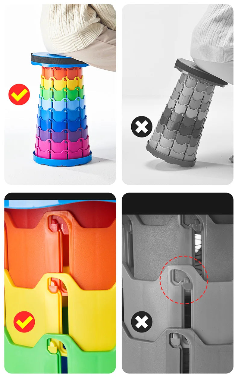 Portable Folding Stool Lightweight Plastic Subway Queuing Chair And Outdoor Camping Fishing with Carry Bag Telescopic Stool