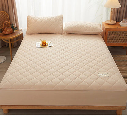 Cotton Thicken Quilted Mattress Cover Anti-bacterial Mattress Protector Topper Pad Soft Fitted Sheet Not Including Pillowcase