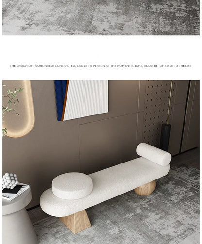 Nordic Solid Wood Shoe Stool Creative Wool Sofa Doorway Senior Sense Cloakroom Living Room Porch Household Fitting Rest Bench