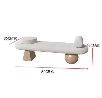 Nordic Solid Wood Shoe Stool Creative Wool Sofa Doorway Senior Sense Cloakroom Living Room Porch Household Fitting Rest Bench