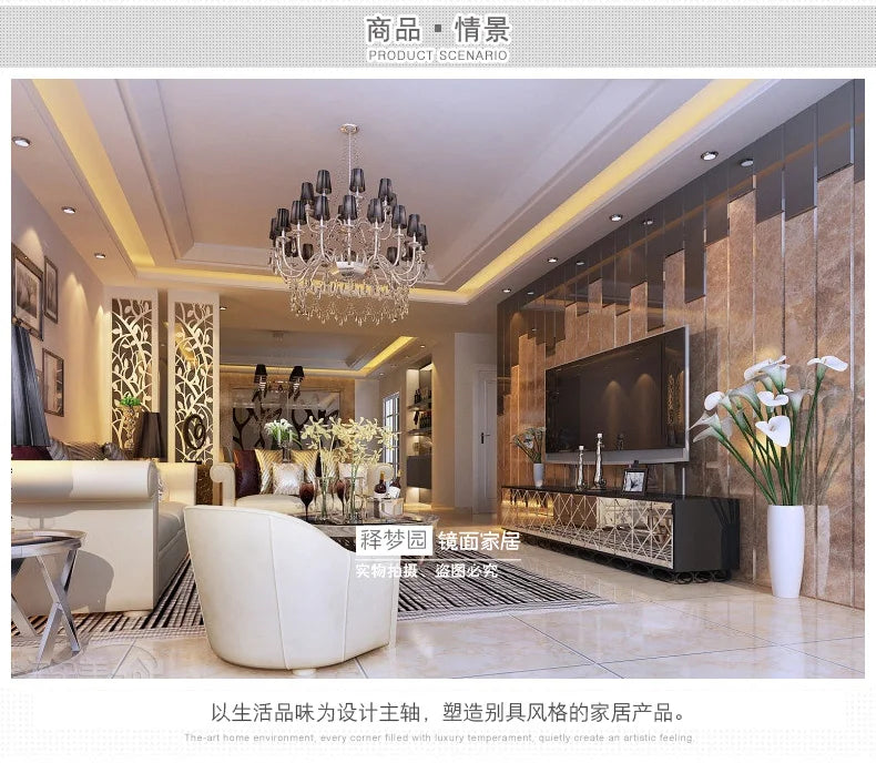 Creative fashion mirror TV cabinet Glass TV cabinet simple neo-classical post-modern mirror furniture