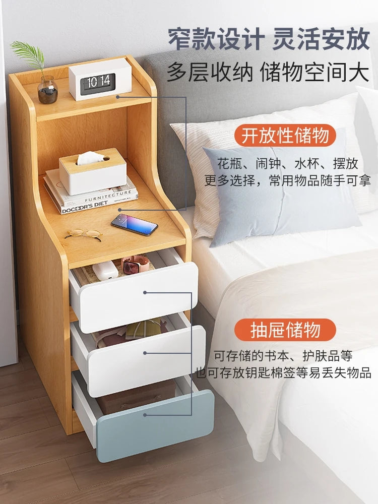 Bedside table, simple modern small ultra narrow storage cabinet, simple bedside storage rack