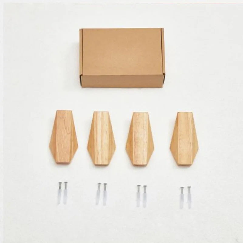 4pcs Minimalist Coat Hanger Single Hook Wooden Simple Japanese Style Wall Key Holder Bag Hat Scarf Decorative Wood Hooks