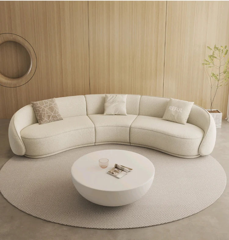 yj Sili Style Living Room Modern Light Luxury Italian Minimalist Shaped Curved Lambswool Fabric Sofa
