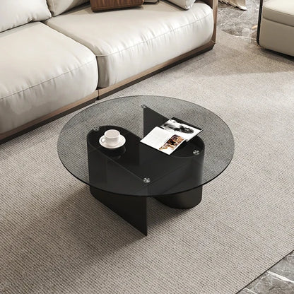 Tempered glass coffee table, living room, household, simple combination, round table, high-end feeling, small unit, side table