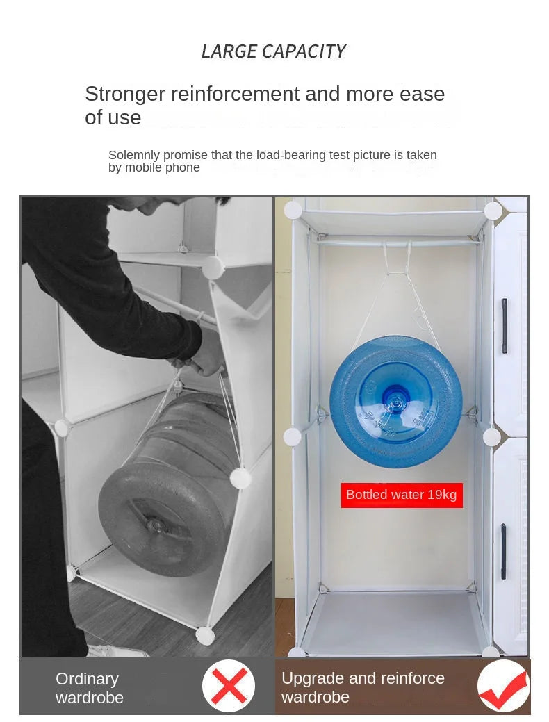 Simplicity Household Bedroom Dustproof Clothes Cabinets For Plastic Assemble Storage Rack Foldable Multilayer Wardrobe Furniture