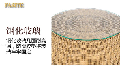 Outdoor rattan sofa combination rattan woven table and chair three piece set of leisure circular sofa furniture