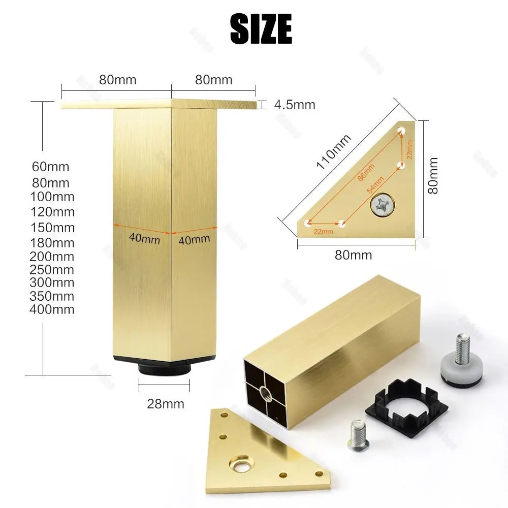 4PCS Furniture Leg Aluminum Triangular Square Sofa Leg with Screw Thickening Metal Furniture Feet Bathroom Cabinet Coffee Table