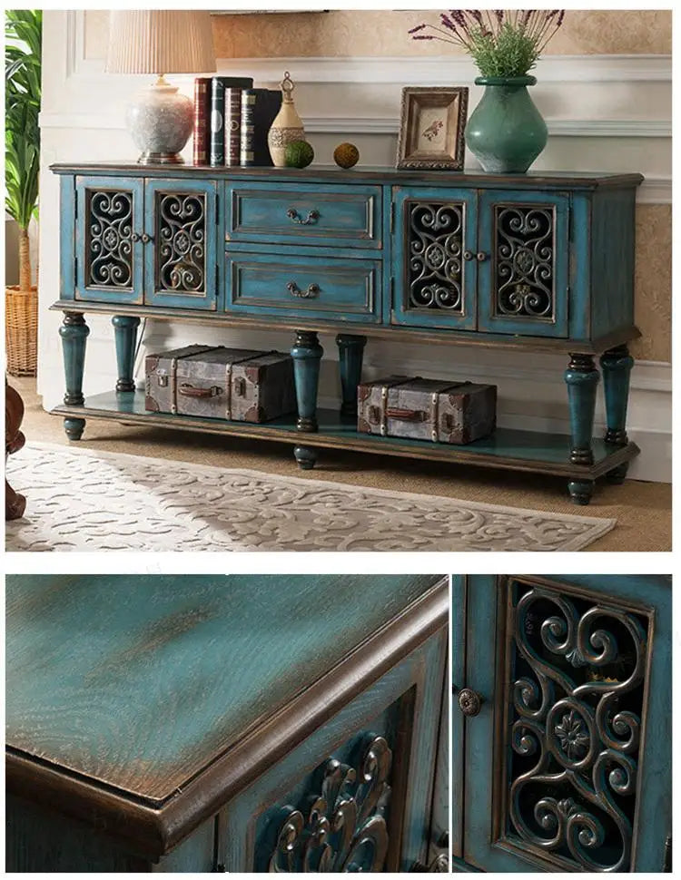 European-Style Solid Wood Console Table American Country Side Cabinet 1.6 M Side View Table Window Side Desk
