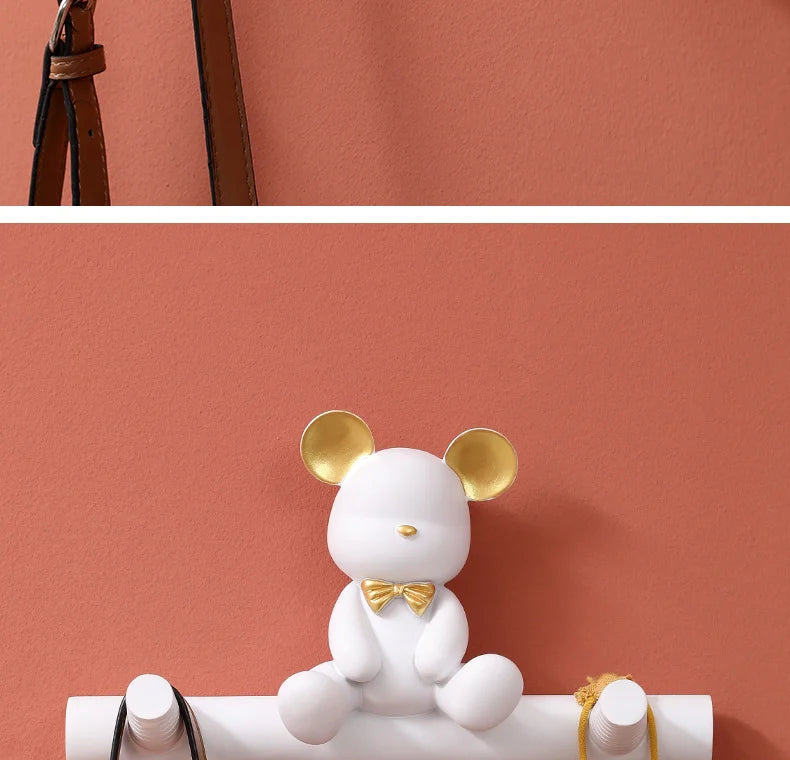 Cartoon Bear Hook Porch Key Hook Clothes Rack Wall Coat Keychain Bathroom Accessories Holder Hook Hat Clothes Display Stands