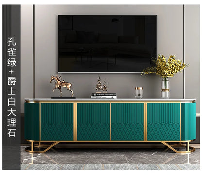 Affordable Luxury Style TV Cabinet and Tea Table Combination Simple Modern Living Room Floor Cabinet Marble