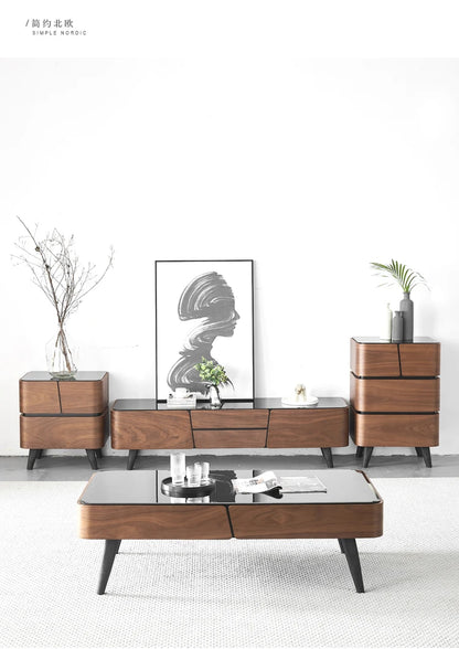 yj Nordic Style Chest of Drawers Modern Minimalist Tempered Glass Fashion Locker Storage Cabinet