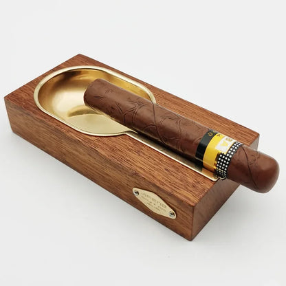 Cigar Gadgets Home wood Ashtray Portable alloy up-grade single Ash Tray Tobacco Cigarette Ashtrays Holder man gift