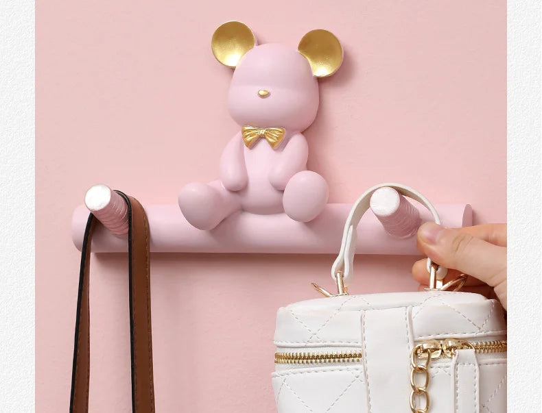 Cartoon Bear Hook Porch Key Hook Clothes Rack Wall Coat Keychain Bathroom Accessories Holder Hook Hat Clothes Display Stands