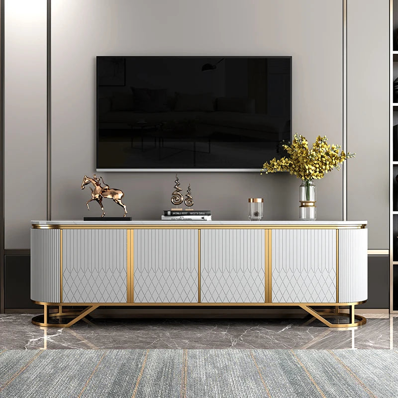 Affordable Luxury Style TV Cabinet and Tea Table Combination Simple Modern Living Room Floor Cabinet Marble