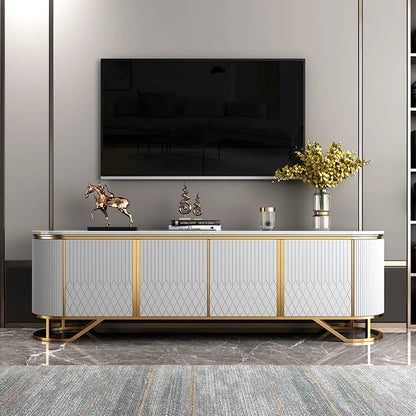 Affordable Luxury Style TV Cabinet and Tea Table Combination Simple Modern Living Room Floor Cabinet Marble