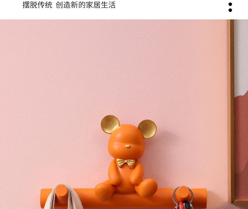 Cartoon Bear Hook Porch Key Hook Clothes Rack Wall Coat Keychain Bathroom Accessories Holder Hook Hat Clothes Display Stands