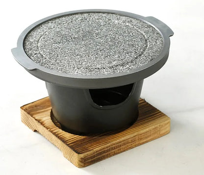 Portable mini barbecue grill table BBQ single stove volcanic stone roast steak pan tea making coffee warm wine stove 080-2B