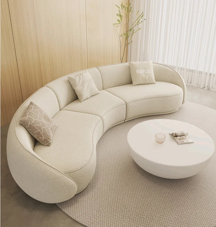 yj Sili Style Living Room Modern Light Luxury Italian Minimalist Shaped Curved Lambswool Fabric Sofa
