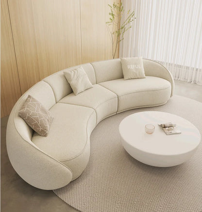 yj Sili Style Living Room Modern Light Luxury Italian Minimalist Shaped Curved Lambswool Fabric Sofa