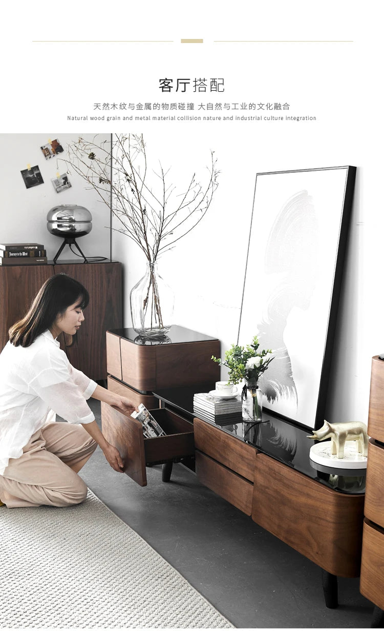 yj Nordic Style Chest of Drawers Modern Minimalist Tempered Glass Fashion Locker Storage Cabinet