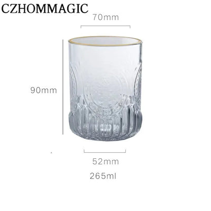 880ml Bedside Water Carafe Glass Cup Drinkware Set Vintage Transparent Cold Water Cup&Bottle for Pitcher Nightstand Bedroom Gift