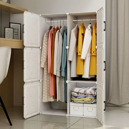 Simplicity Household Bedroom Dustproof Clothes Cabinets For Plastic Assemble Storage Rack Foldable Multilayer Wardrobe Furniture