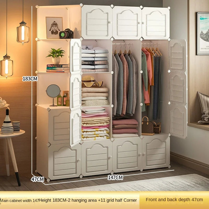 Household Bedroom Dustproof Clothes Cabinets Plastic Collapsible Durable Storage Rack Of Foldable Simplicity Wardrobe Furniture