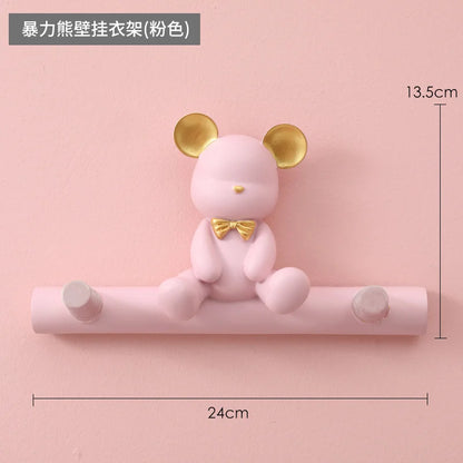 Cartoon Bear Hook Porch Key Hook Clothes Rack Wall Coat Keychain Bathroom Accessories Holder Hook Hat Clothes Display Stands