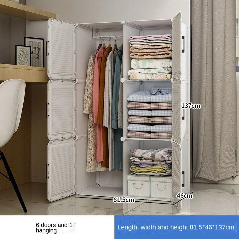 Simplicity Household Bedroom Dustproof Clothes Cabinets For Plastic Assemble Storage Rack Foldable Multilayer Wardrobe Furniture