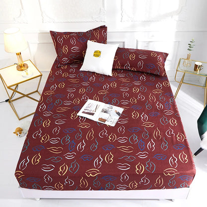 1pc 100% polyester printing bed mattress set with four corners and elastic band sheets hot sale(pillowcases need order)